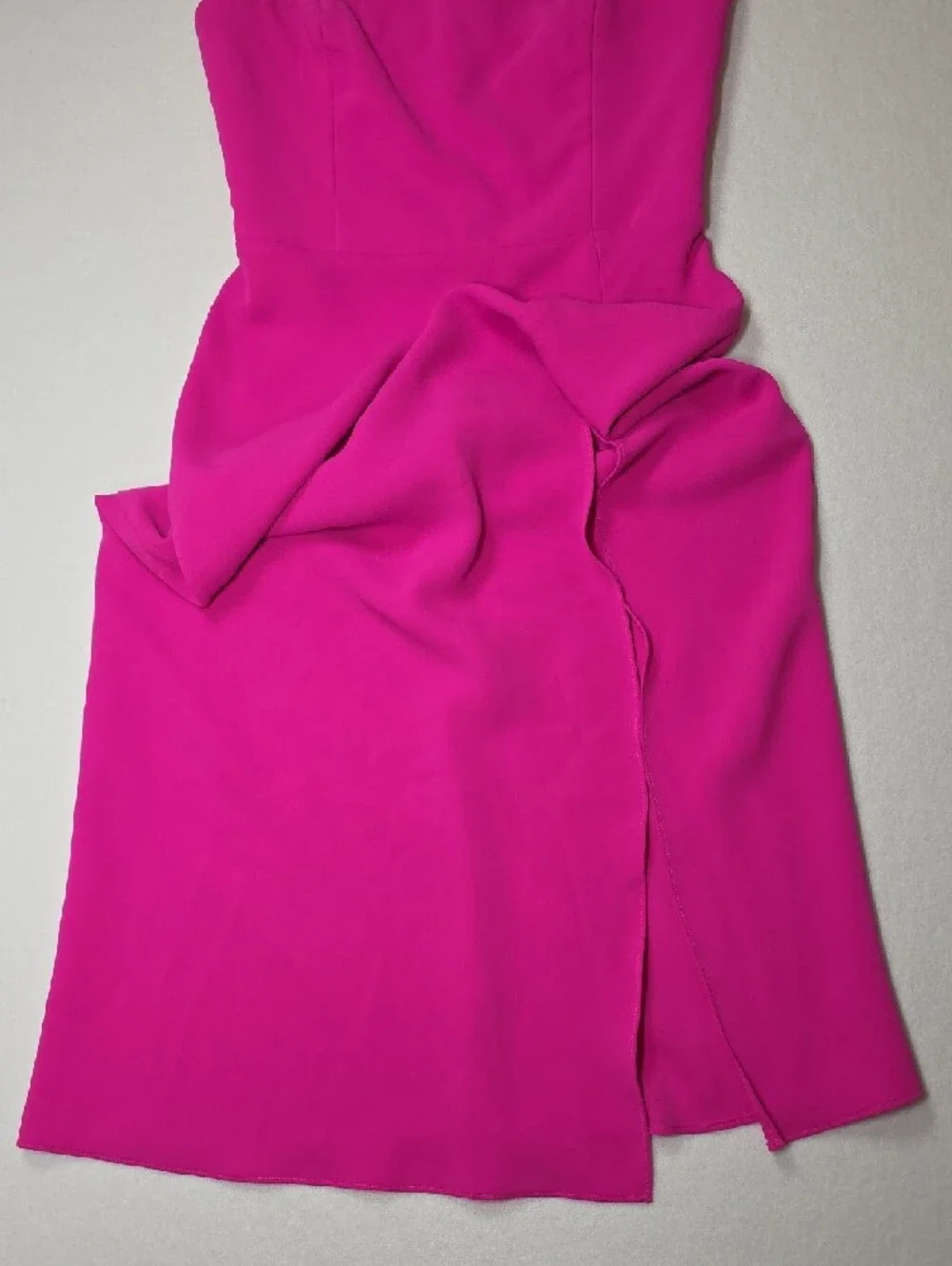 Amanda Uprichard Strapless Hot Pink Midi Dress with Side Slit Party Bridesmaid - Picture 6 of 13